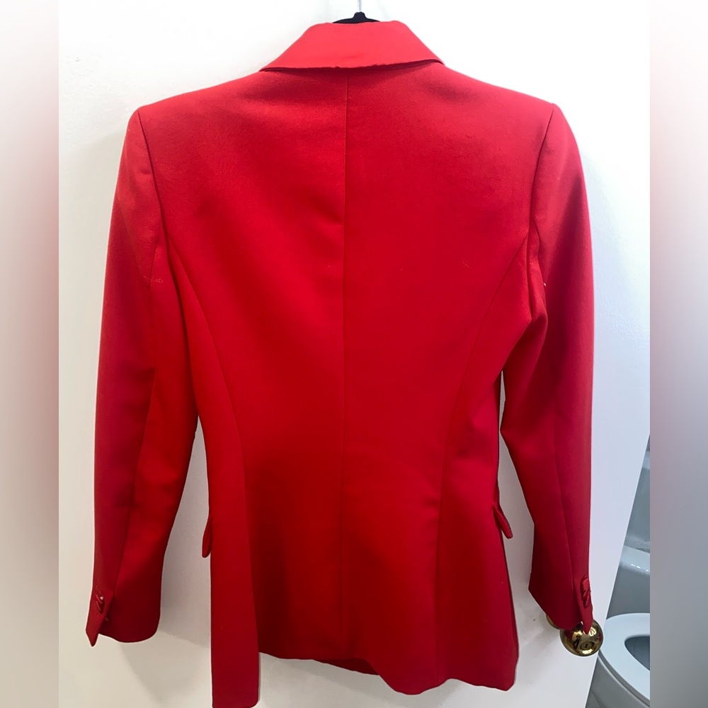 Red Zara Tuxedo Jacket With Button Detail - image 4